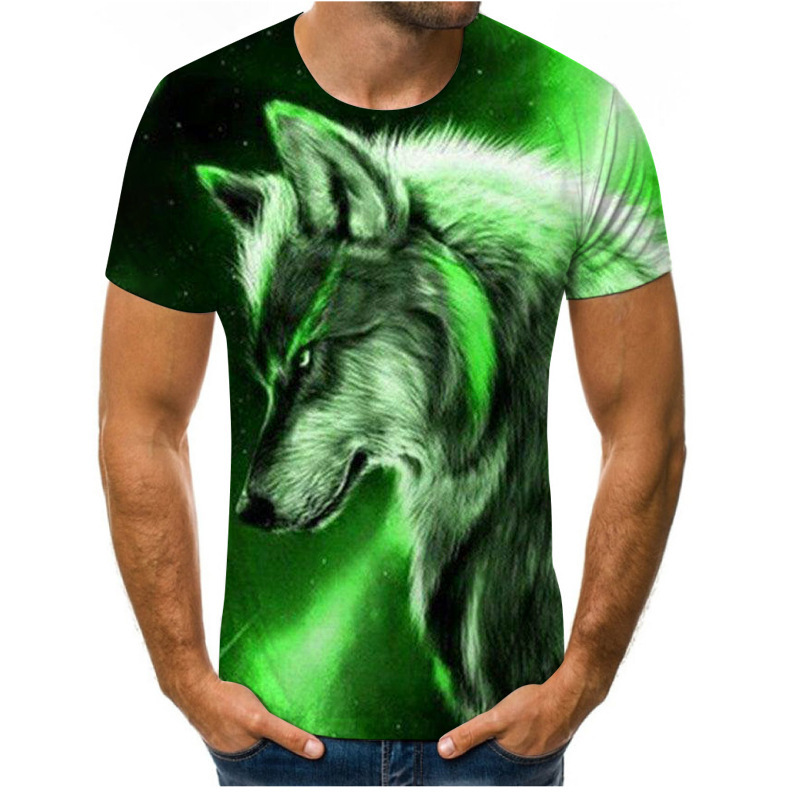2022 Men's T-Shirt 3D Digital Printing Fox Wolf Men's Round Neck Casual Sports Bottoming Shirt Factory Direct Sales