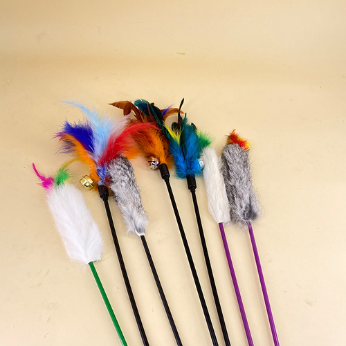 Wholesale of pet supplies, cat toys, hemp rope, cat teasing rod, feather bell, boredom relief, interactive new mouse and cat teasing stick