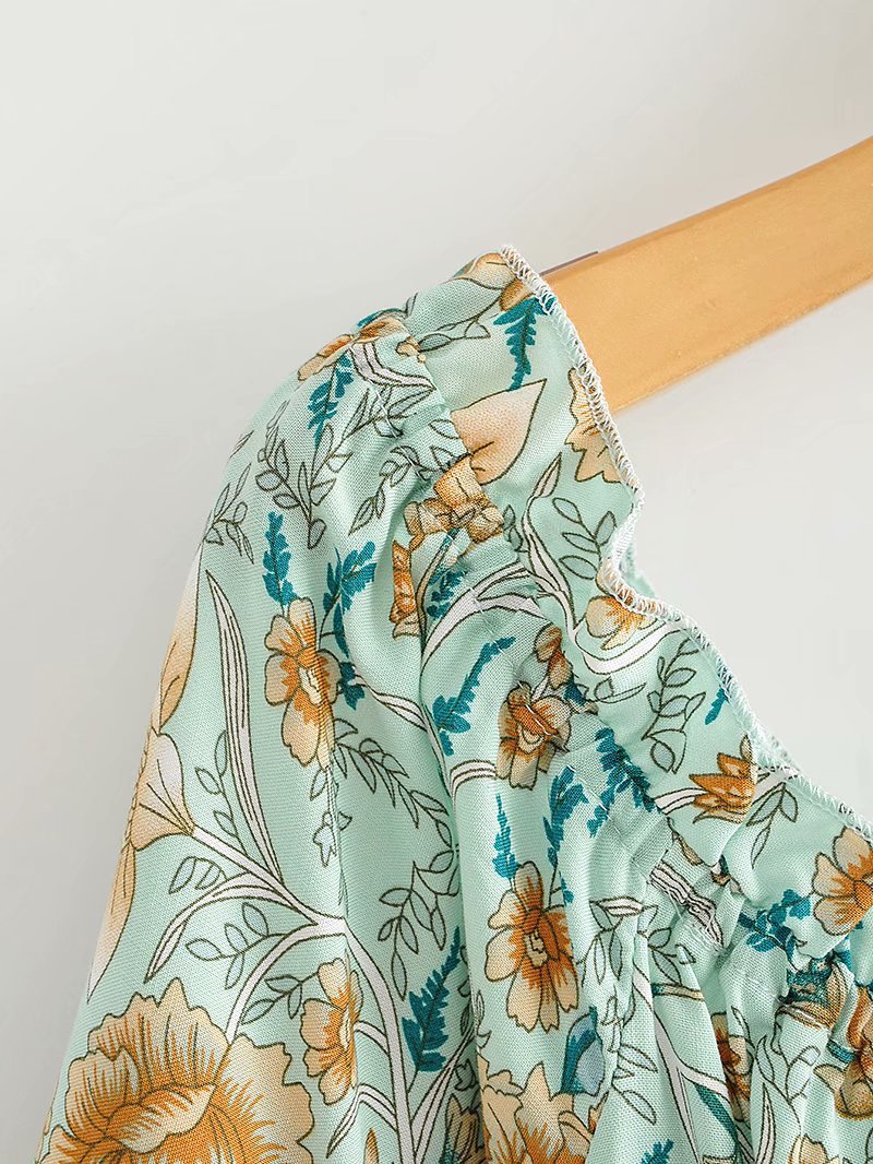 wholesale autumn cotton printed beach holiday shirt beach pants suit  NSAM4235