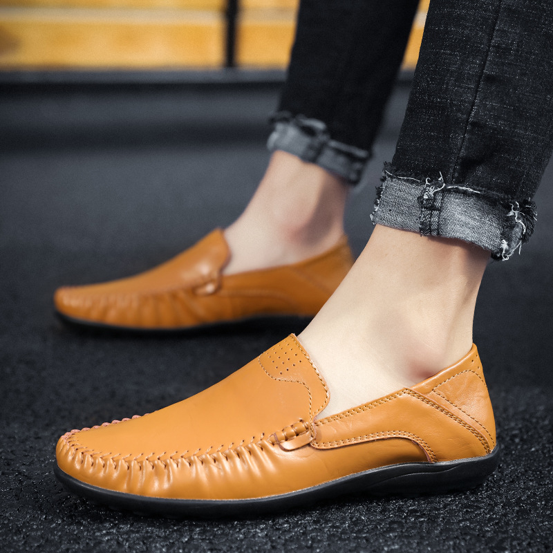 Herren Flache Sommerschuhe mit Metallschloss zum Reinschlüpfen, Faule Halbschuhe, lässige Mokassins, bequeme Fahrschuhe, Hochzeitsfeierschuhe_voghion.com
