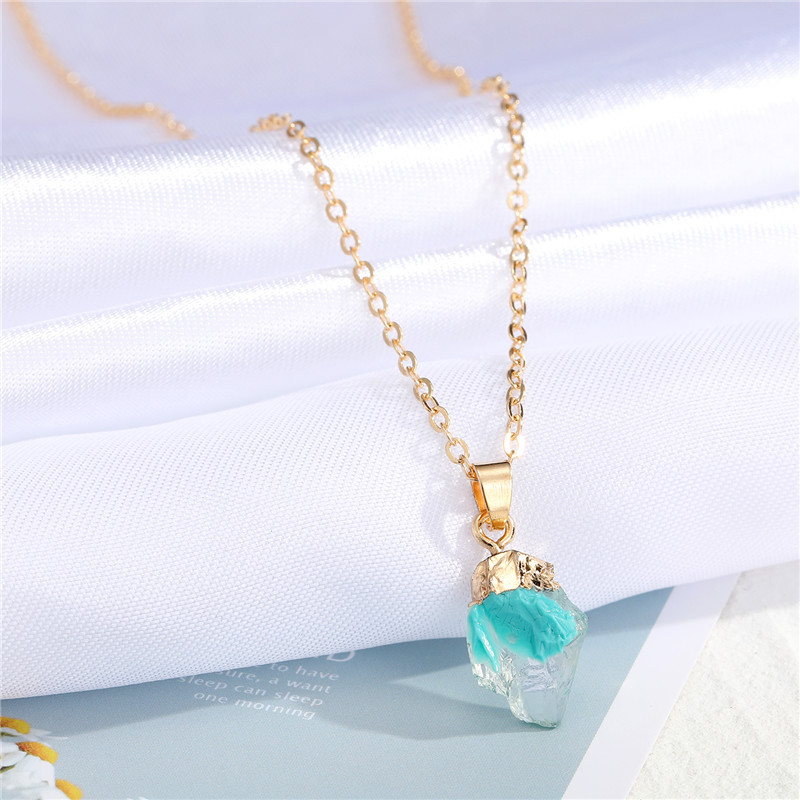 imitation natural stone resin pendant necklace