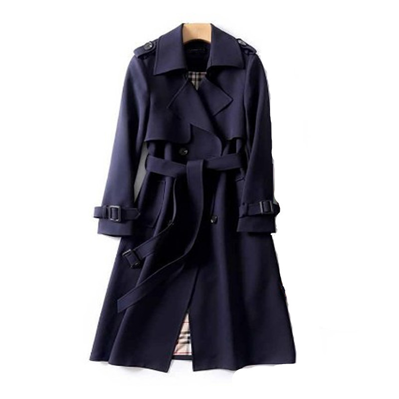 风衣女中长款英伦风休闲外套春秋季双排扣小个子加内衬有内里高端|ms