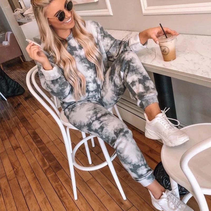 Spring and summer 2020 new European and American home casual wear two-piece women's summer Amazon long sleeve pants suit home