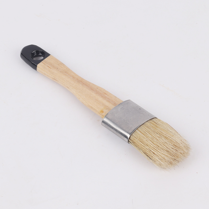 亚马逊热销椭圆头木柄猪鬃烧烤油漆小毛刷汽车边锋细节刷厂家