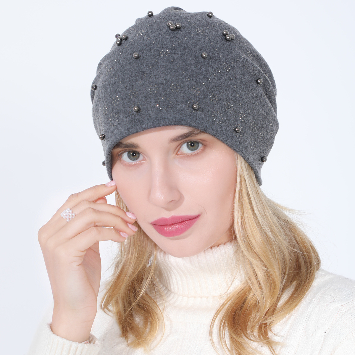 Pull à perles en coton Double couche pour femmes, ensemble de diamants chauds, à la mode, polyvalent, clair de lune chaud, nouvelle collection automne et hiver_voghion.com