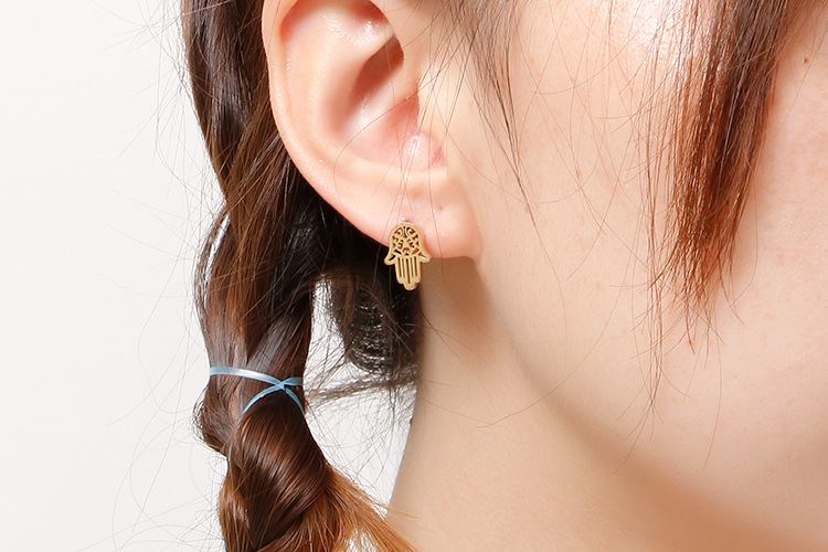 Stainless Ornament Kazam Palm Titanium Steel Pendant Fatima Hand Stainless Steel Necklace and Earrin