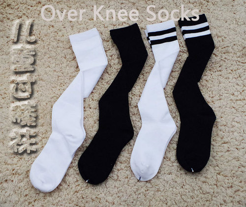 Shitian student socks spring and summer over-the-knee stockings combed cotton with school uniform white socks boneless thin children's mid-calf socks for women