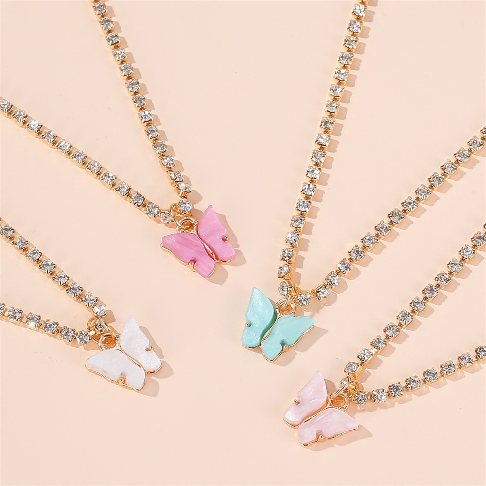 butterfly necklace wild colorful butterfly clavicle chain temperament simple butterfly pendant whole
