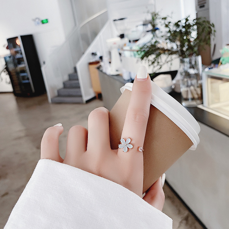 Korea fashion diamond crystal zircon flower ring micro inlaid sweet wild love flower ring wholesale nihaojewelrypicture46