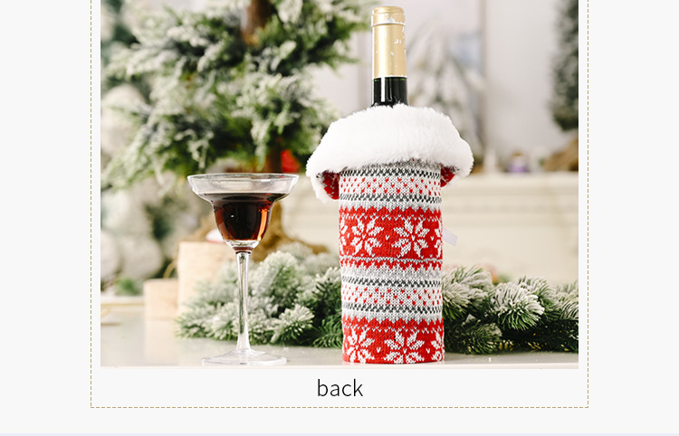 New Creative Christmas Ornaments Knitted Buttons Snowflake Wine Bottle Sleeve Red Sweater Wine Sleeve Wine Bag display picture 2