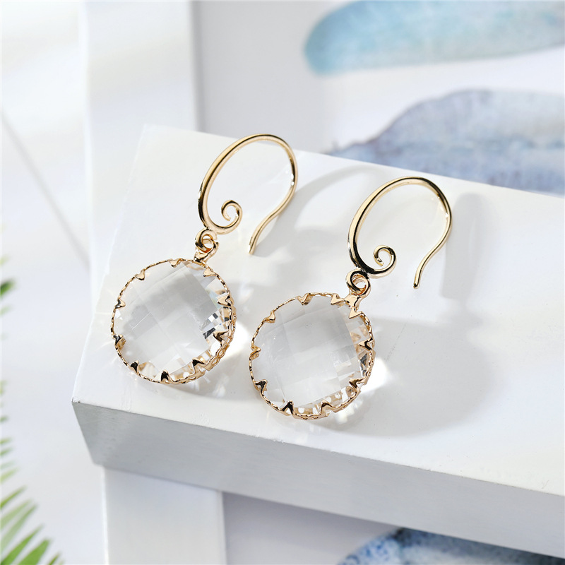 Simple Round Crystal Earrings Wholesale display picture 7