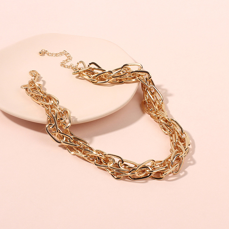 Exaggerated Multi-layer Metal Clavicle Chain Hip Hop Necklace Wholesale Nihaojewelry display picture 5