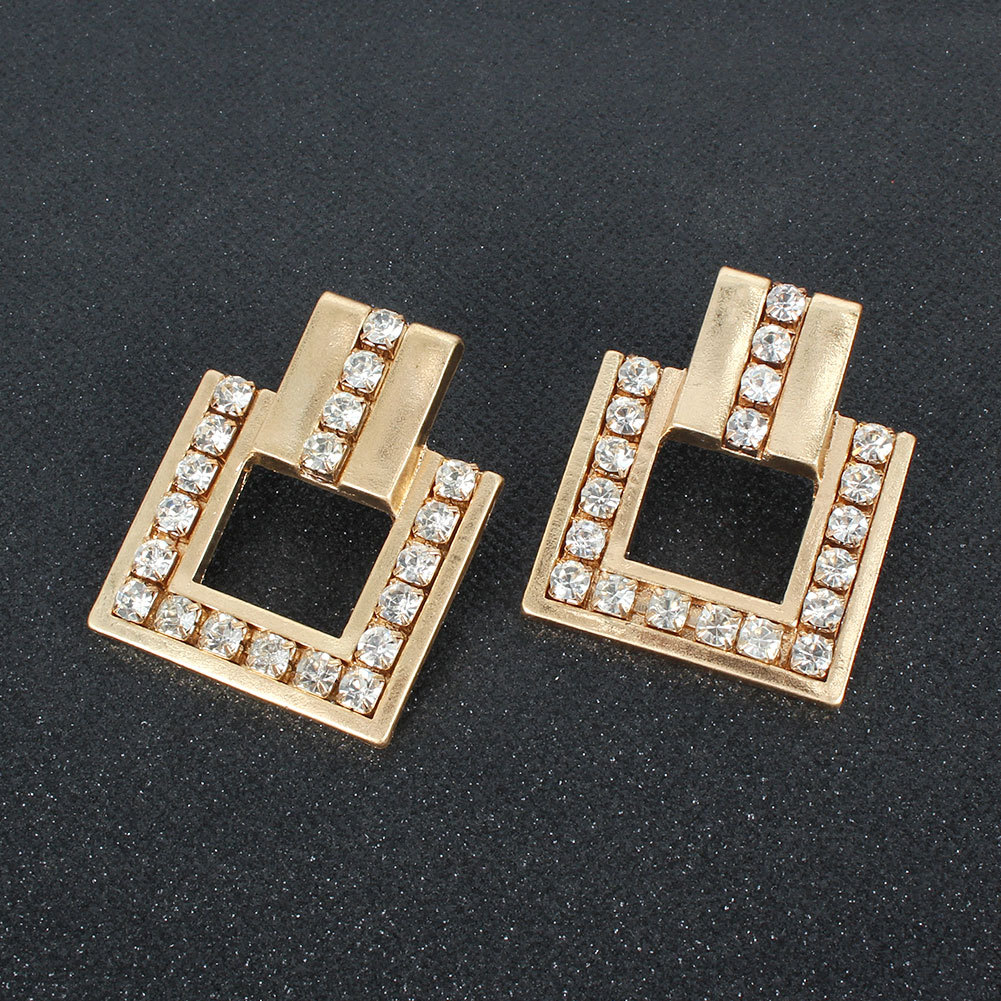 Creative Retro Alloy Diamond-studded Geometric Hollow Ladies Earrings Wholesale display picture 5