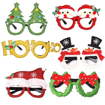 新款圣诞装饰眼镜儿童圣诞礼物节日用品纸质LED派对创意眼镜批发