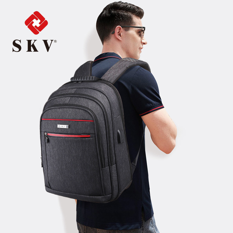 SKV背包旅行包商務(wù)電腦包大容量雙肩學(xué)生書(shū)包休閑外貿(mào)定制背包男