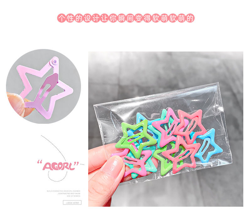 10 Sets Of Children's Metal Paint Hairpin Candy Color Star Hair Accessories Wholesale Nihaojewelry display picture 3