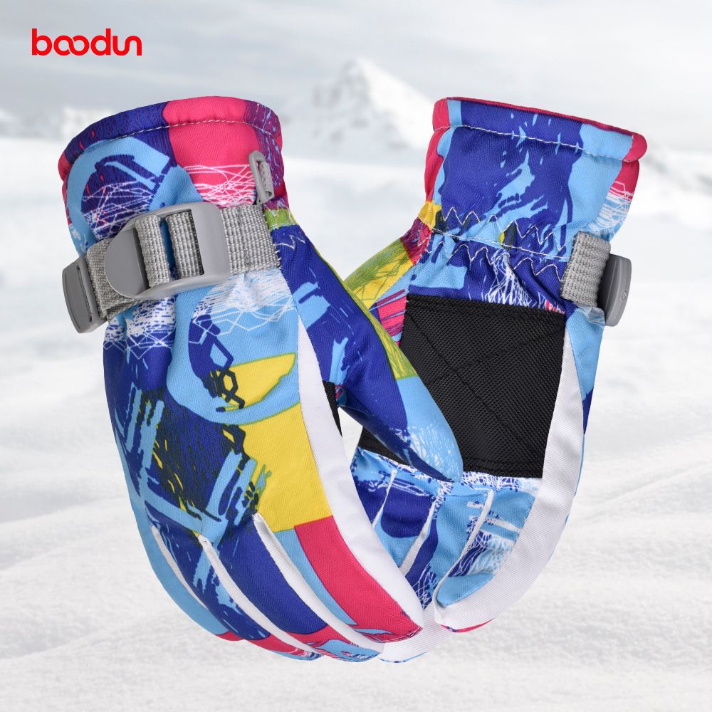 Boodun/博顿儿童滑雪手套 冬季骑车学生防水防滑玩雪冬天加绒手套