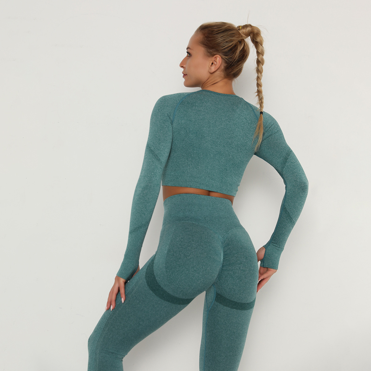 seamless high-stretch folds quick-drying long-sleeved fitness top NSNS11001