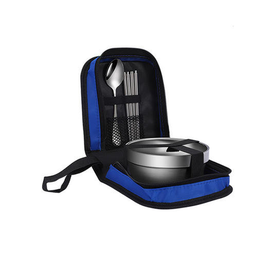 Outdoor Travel Stainless Steel Single Bowl Set with Utensils Gift Set Creative Portable Korean Style Bowl Spoon Chopsticks Set
