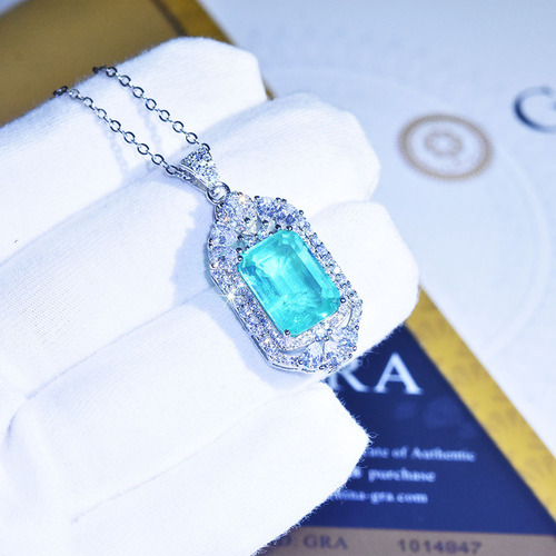 Kuaishou Live Imitation Natural Cotton Fluff Emerald Pendant Platinum 950 Luxury Full Diamond Necklace for Women