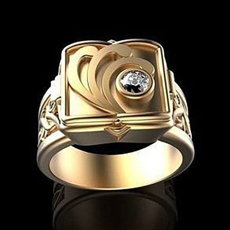 Zhenrong deseo transfronterizo popular hip hop punk 18K chapado en oro anillo de los hombres europeos y americanos caja Flip anillo