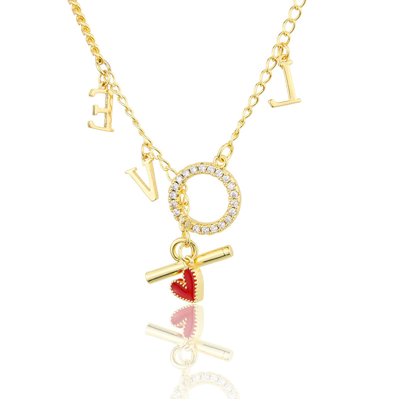 gold-plated LOVE pendant necklace