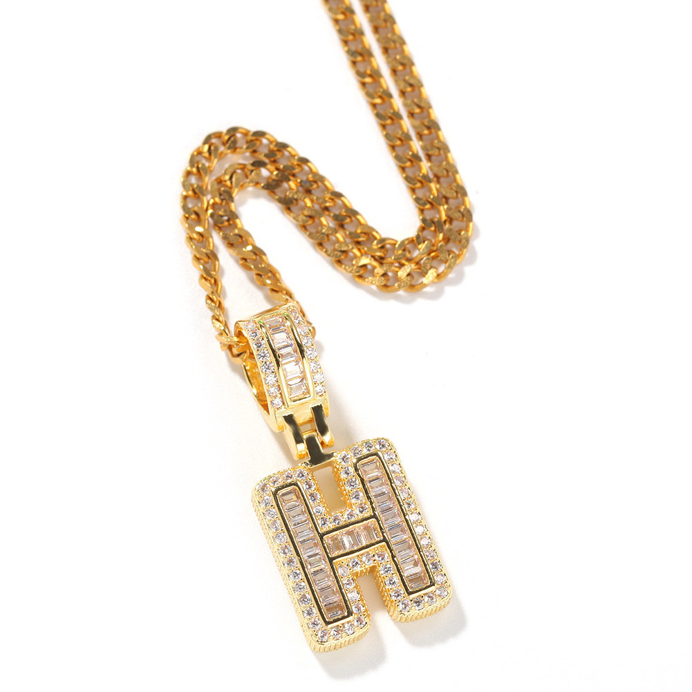Fashion Letter Copper Inlay Zircon Pendant Necklace 1 Piece