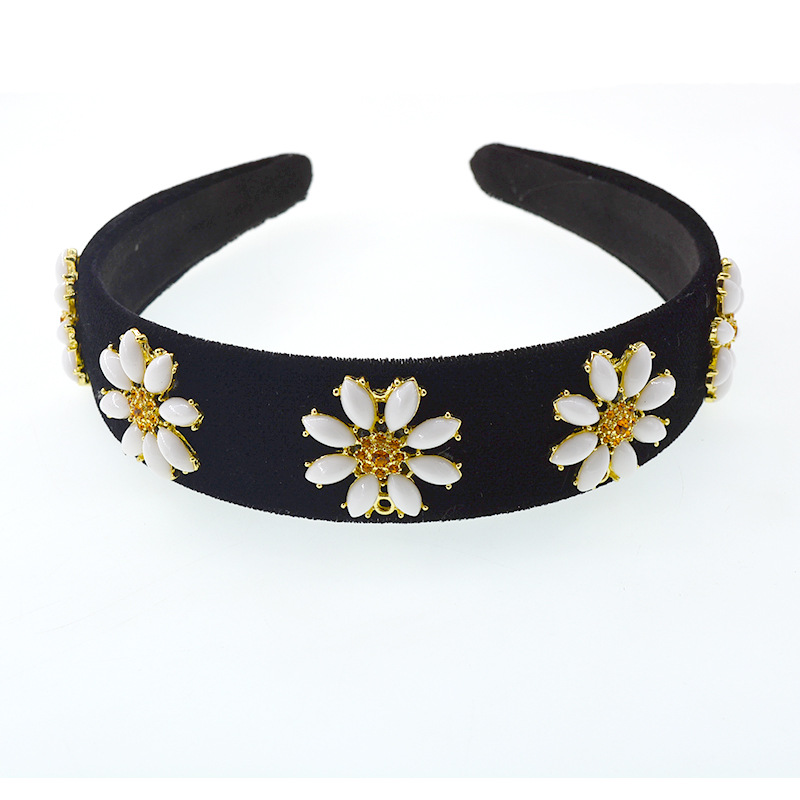 New Korean  Pearl Alloy Flower Headband display picture 2