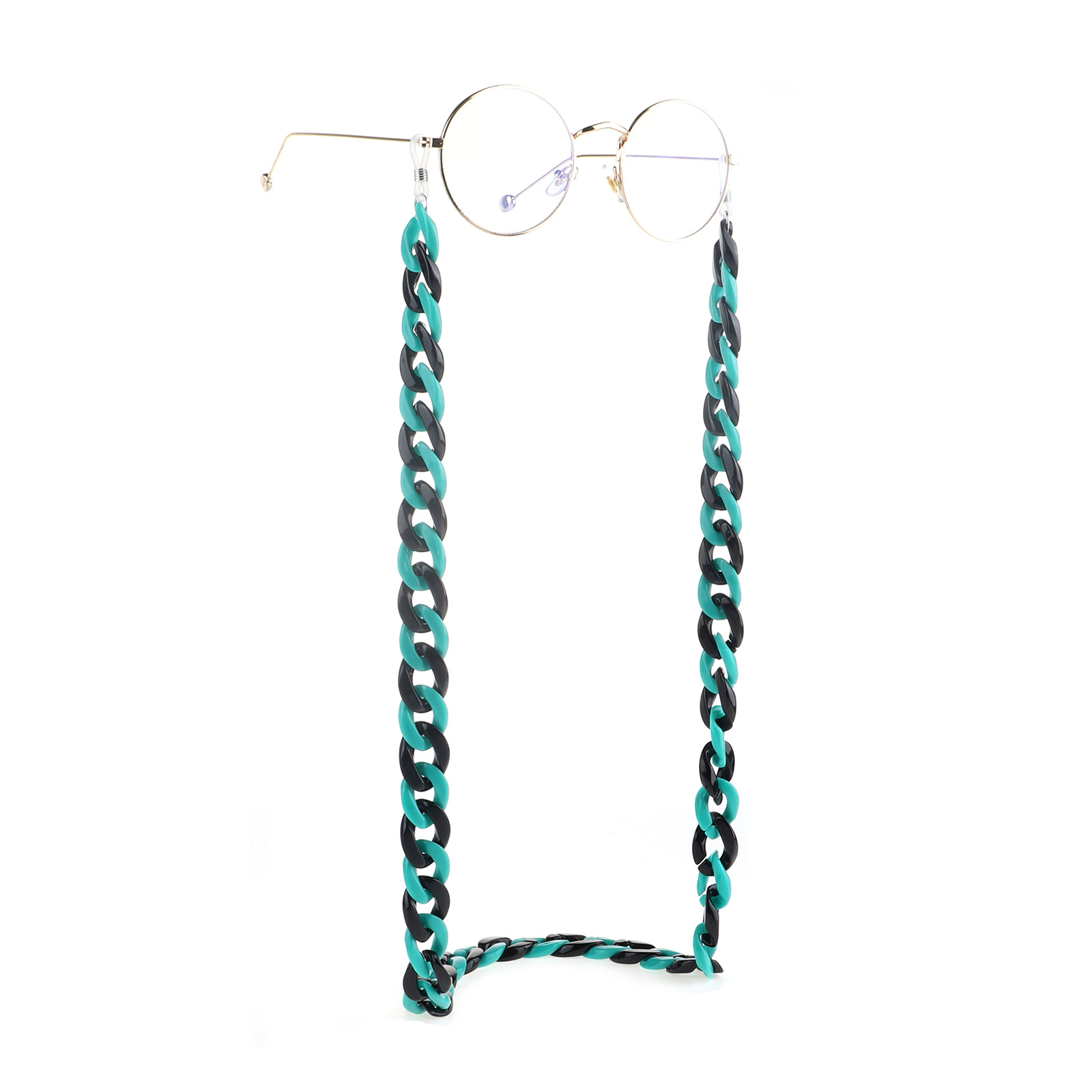 Fashion  Mixed Color Acrylic Leopard Tortoiseshell Amber Bicolor Concave Shape Glasses Chain Glasses Wholesale display picture 3