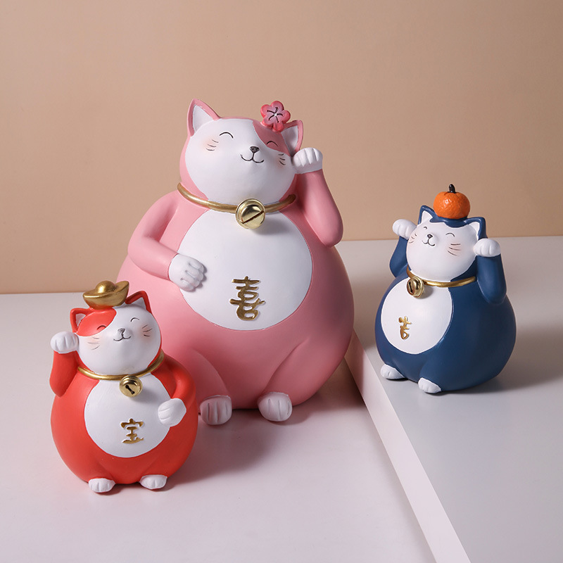 招财猫摆件新店铺开业发财猫客厅电视柜小摆设装饰品乔迁新居礼品|ms