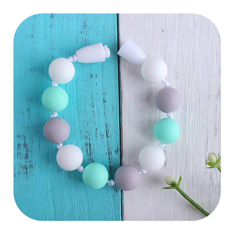 Venta caliente forma de Rosa collar de silicona mordedor masticable colgante infantil molar mordedor de silicona pulsera de cuentas