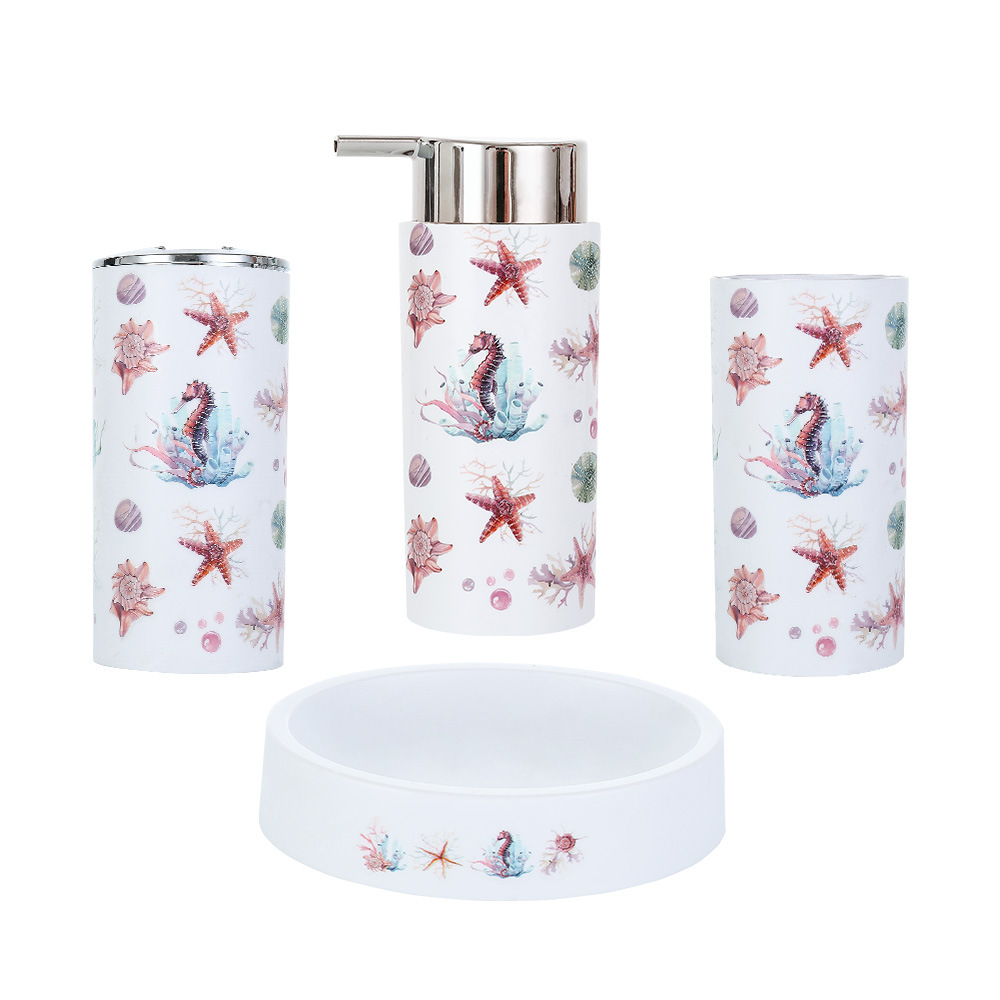 Simple impresión baño Baño limpieza taza de limpieza de cuatro piezas doble hogar lavado de cuatro piezas