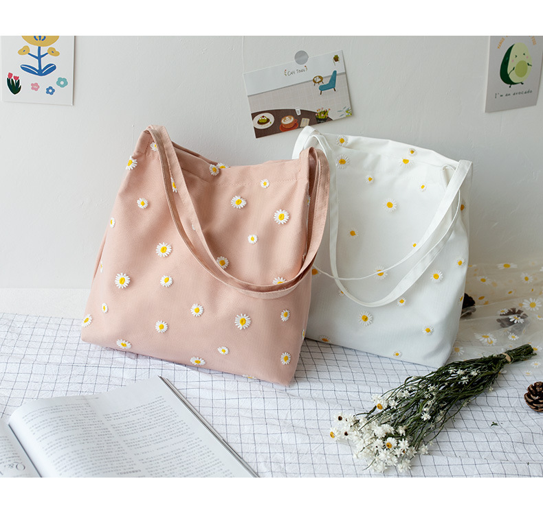 Femmes Mignon Fleur Toile Sac De Courses display picture 2