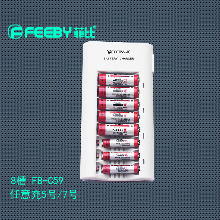 Phoebe multi-function charging box intelligent wide voltage low self-discharge fast Ni-MH 8 slot No. 5 No. 7 battery charger