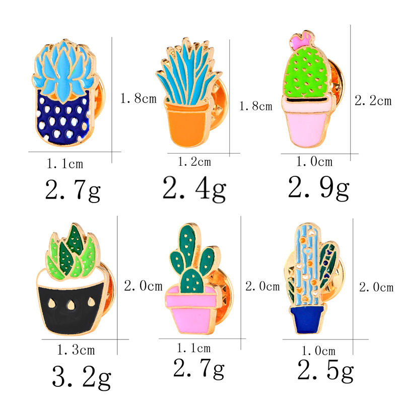 Cartoon Cute Cactus Succulent Potted Series Brooch Set display picture 15