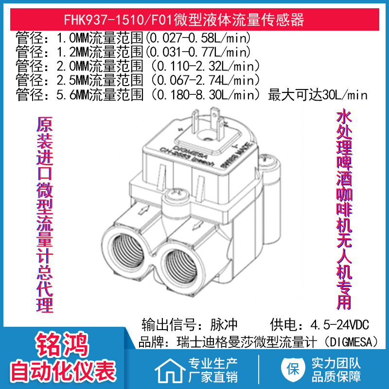 937-2510-F03 Small liquid Flowmeter swissmade Minghong Instrument Import flowmeter