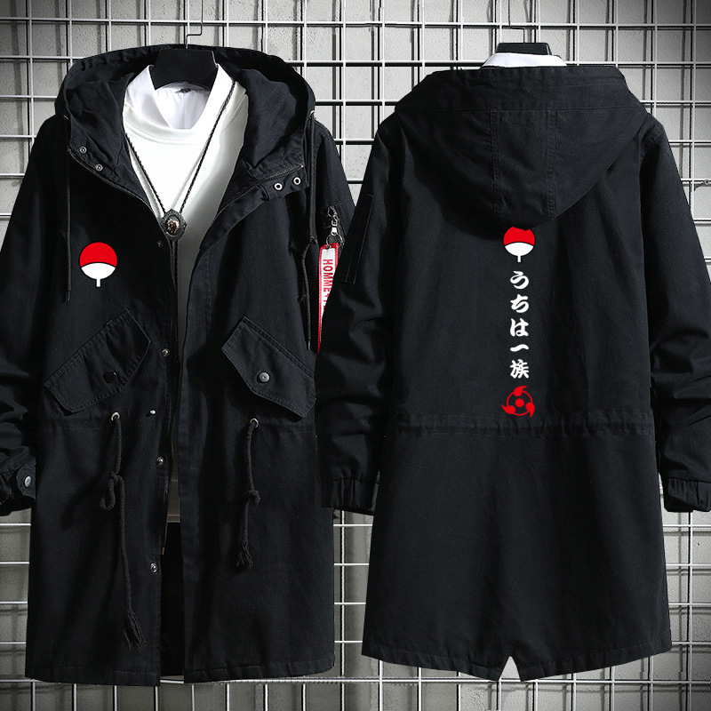 Naruto sasuke yuzhibo familia kakashi dibujos animados otoño e invierno grueso hombres y mujeres estudiante pareja gabardina image 7