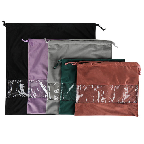 Packaging Dust Proof Bag High-Grade Silk Ribbon Drawstring Closure Fleece Fabric Shoe Hair Dryer Size Storage Bag Printed Logo