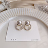 Demi-season silver needle, cute small design earrings from pearl, silver 925 sample