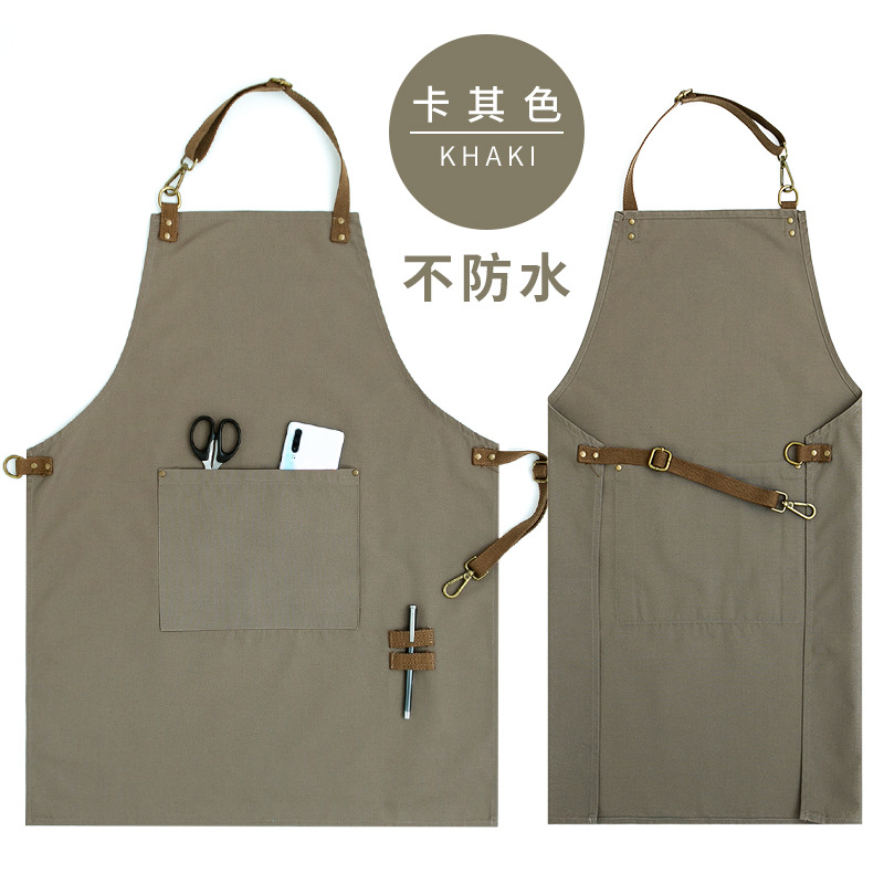 Estilo coreano moda Denim delantal cafetería diseñador lindo estilo japonés adulto hombres y mujeres ropa de trabajo lienzo impreso logo