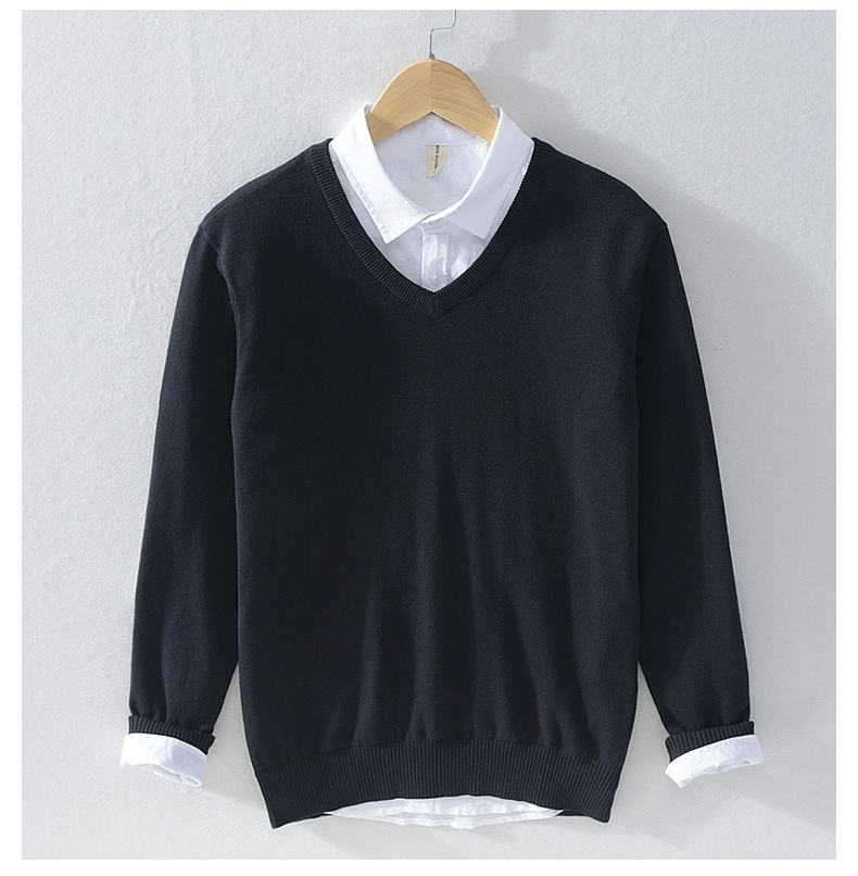 Amerikanischer V-ausschnitt Business Pullover Für Herren Slim Fit_voghion.com