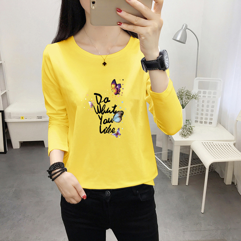 [in stock] Internet Celebrity Long Sleeve T-Shirt Women's ins Fashionable Autumn Western Style Outer Wear Loose plus size Top Korean Base Shirt