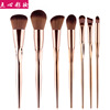 Golden brush contains rose, tools set, 7 pieces