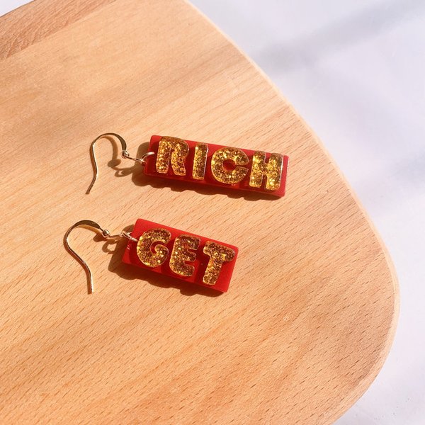 creative genuine acrylic earrings with letters