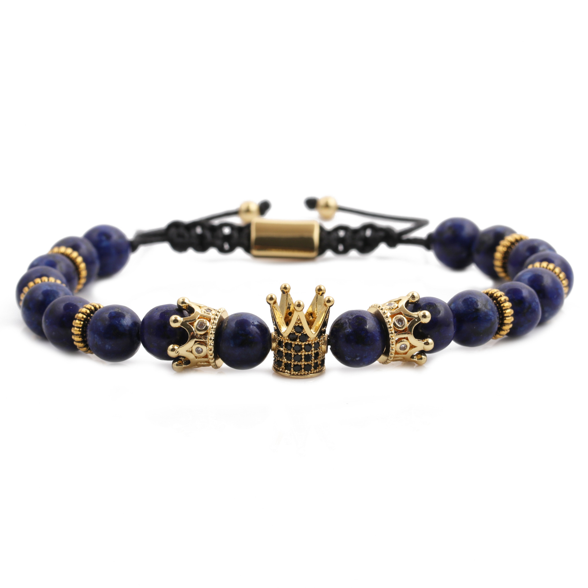 Fashion new  Frosted Stone White Turquoise Lapis Lapis Agate Crown Bracelet Set