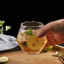 玻璃冷饮杯家用果汁牛奶旋风杯日式锤纹玻璃杯创意水杯洋酒杯