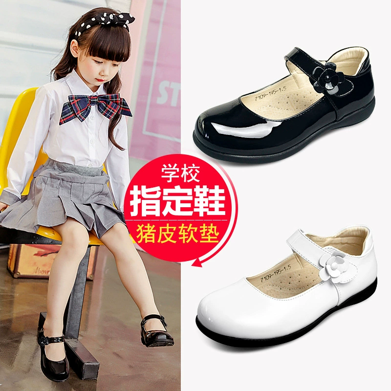 Детские черные кожаные туфли для девочек старшего возраста, весна-осень 2025, новая модель, туфли принцессы, детские выступательные туфли, школьные туфли для учениц, туфли для подружек невесты.