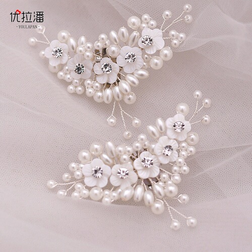 Ulapan bridal shoe buckle shell plum blossom pearl detachable wedding shoes flower shoe accessories HX09