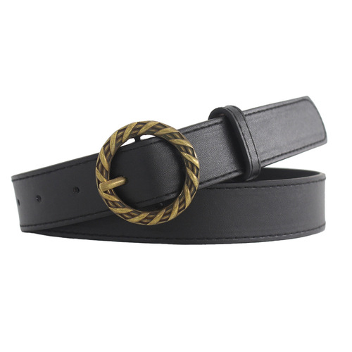 Bronze Japanese buckle retro decorative belt for women ins style versatile Korean jeans wide belt one piece drop shipping