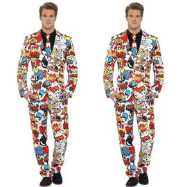 M-XL新款舞台演出个性节日派对西服-惊喜炸弹 万圣节小丑表演服饰